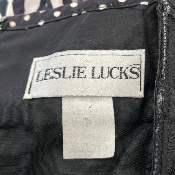 Leslie Lucks 80's Strapless Black & White Skirt Patterned Fitted Bodice Dress - Picture 10 of 11